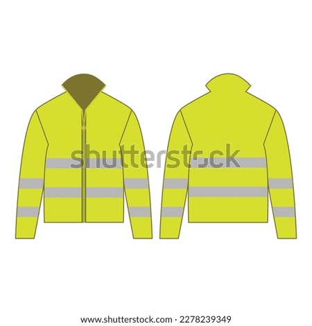Yellow high visibility outdoor jacket isolated vector on the white background