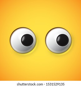 Yellow High-detailed Emoticon Eyes Looking Right, Vector Illustration