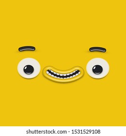 Yellow high-detailed emoticon face, vector illustration