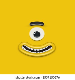 Yellow high-detailed emoticon face, vector illustration