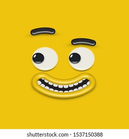 Yellow high-detailed emoticon face, vector illustration
