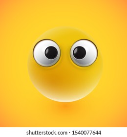 Yellow high-detailed emoticon face, vector illustration