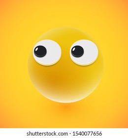 Yellow high-detailed emoticon face, vector illustration