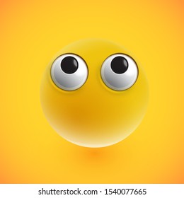 Yellow high-detailed emoticon face, vector illustration