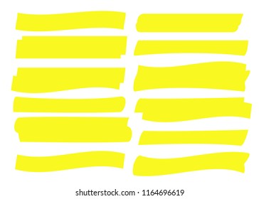 Yellow highlight marker lines. Highlighter strokes and drawing design.