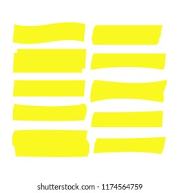 Yellow highlight marker lines. Highlighter strokes and drawing design.
