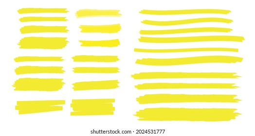 Yellow highlight marker lines. Highlighter strokes and drawing design.