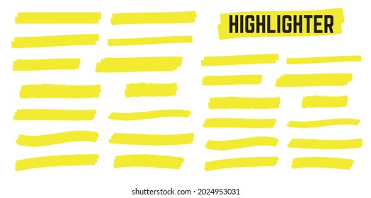 Yellow highlight marker lines. Highlighter strokes and drawing design.