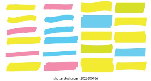 Yellow highlight marker lines. Highlighter strokes and drawing design.