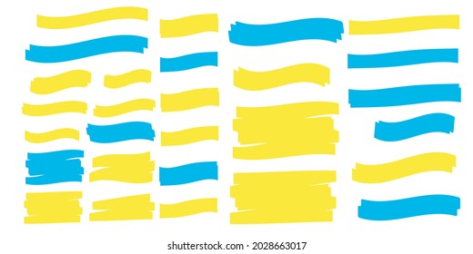 Líneas de marcadores de resaltado amarillas. Dibujos y trazos más resaltados.