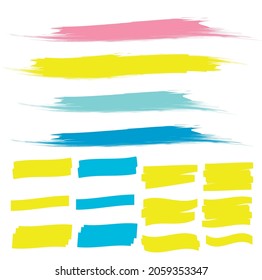 Yellow highlight marker lines. Highlighter strokes and drawing design.