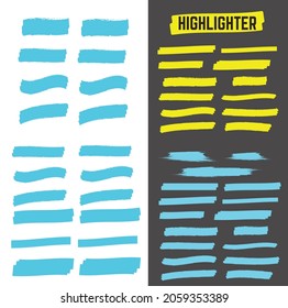 Yellow highlight marker lines. Highlighter strokes and drawing design.