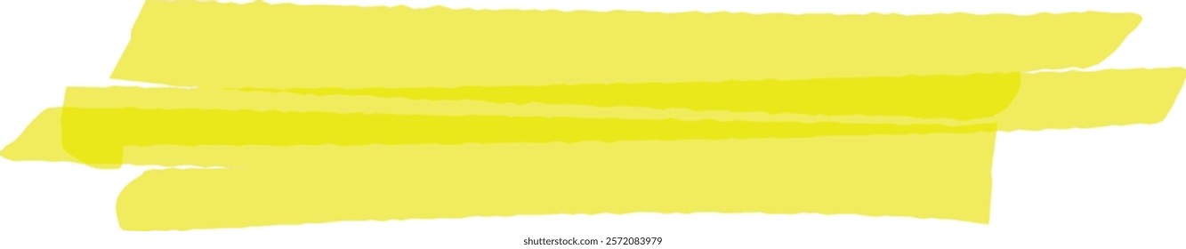 Yellow highlighter brush stroke creating a vibrant design element, perfect for adding a pop of color to creative projects and graphic designs