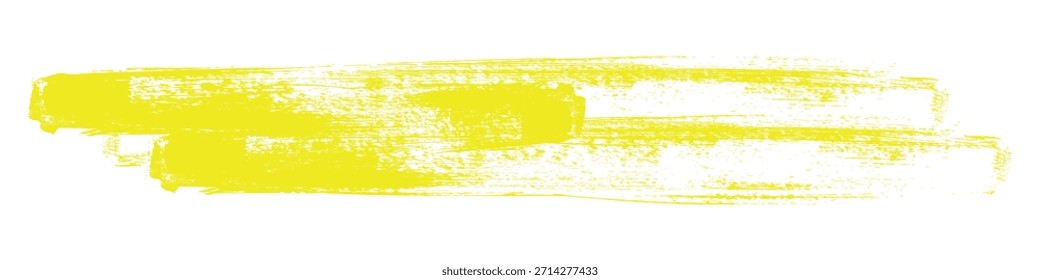 Yellow highlighter brush stroke design element, underline stroke vector illustration