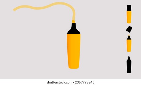 Resaltador amarillo, ilustración vectorial plana de alta calidad