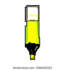 yellow highlighter game pixel art retro vector. bit yellow highlighter. old vintage illustration
