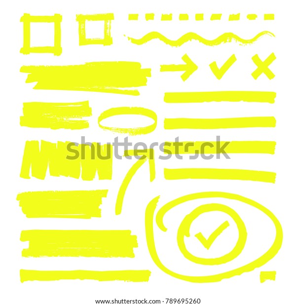 黄色の蛍光ペン 矢印 フレームボックス グランジテクスチャ分離型ベクター画像素材 手描きの線と蛍光ペンの黄色いイラスト をスケッチする のベクター画像素材 ロイヤリティフリー