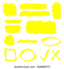 Yellow Highlighter Marker Illustration Set