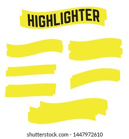 Yellow Highlighter Marker Strokes. Yellow watercolor hand drawn highlight
