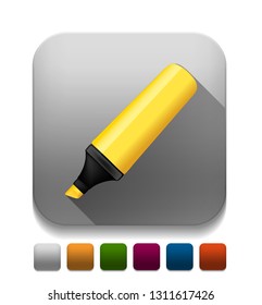 yellow highlighter pen  With long shadow over app button