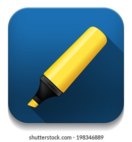 yellow highlighter pen  With long shadow over app button