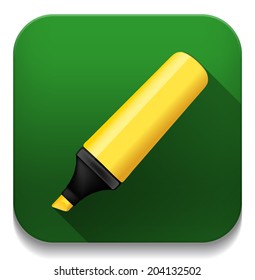 yellow highlighter pen  With long shadow over app button