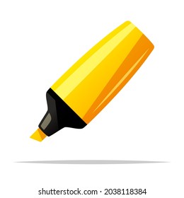 Yellow highlighter pen vector isolated illustration