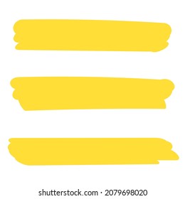 conjunto de subrayados del vector dibujado a mano amarillo