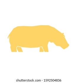 Yellow hippo isolated on white background, vector illustration