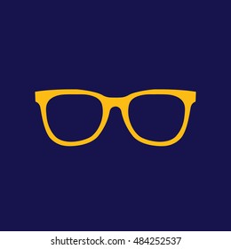 Yellow hipster glasses icon vector illustration. Blue background
