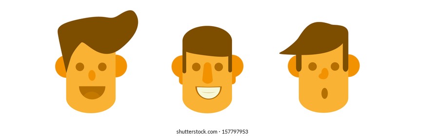 Yellow hipsters icon set / Flat design