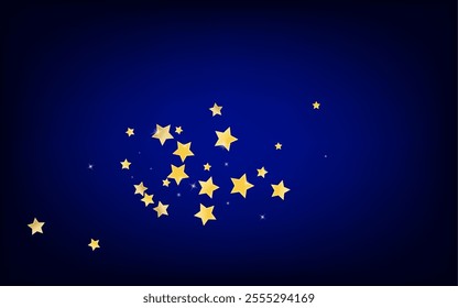 Yellow Holiday Stars Vector Blue Background. Shiny Shine Illustration. Rain Banner. Golden Party Universe Background.
