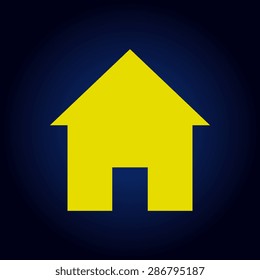 Yellow Home icon on a blue background