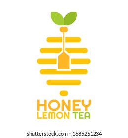 Yellow Honey Lemon fruit Tea drink logo concept design illustration