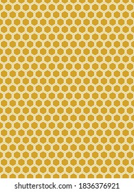 Yellow honeycomb hexagons seamless pattern. Background with honey comb illustration