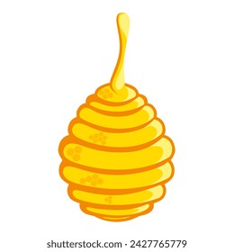 Yellow honeycomb on white background. Honey bee house. Concept of insect habitat in the wild. Vector illustration