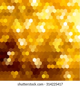 Yellow honeycomb pattern. Colorful geometric background. Abstract lights shiny vector texture