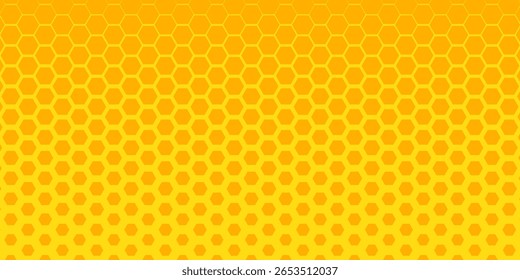 Patrón de panal amarillo con Formas hexagonales sin costuras, ideal para fondos, empaques y Elementos de diseño. Vector moderno y geométrico