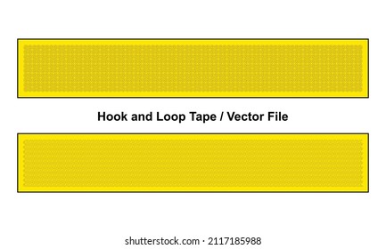 Yellow Hook And Loop Tape Fastener Template On White Background, Vector File.