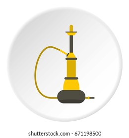 Yellow hookah icon in flat circle isolated vector illustration for web