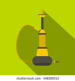 Yellow hookah icon. Flat illustration of yellow hookah vector icon for web isolated on lime background