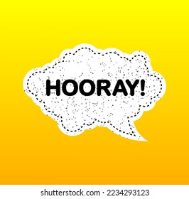 Yellow hooray speech bubble icon symbol. Web design. Sticker design.