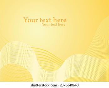 Gelber horizontaler Hintergrund mit glänzenden abstrakten Linien und Textraum. Konzept der Vektorgrafik