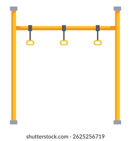 Yellow horizontal bar with hanging rings for children to play on a playground