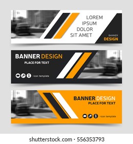 Yellow horizontal business banner templates. Vector corporate identity design, modern technology background layout, eps10.