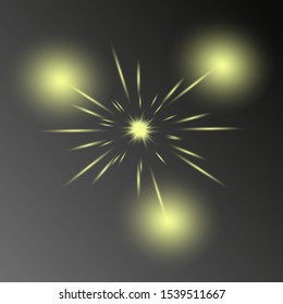 Yellow horizontal flare. Laser beams, horizontal light beams. Beautiful light flashes. Glowing stripes on a dark background. Bright abstract sparkling lined background.