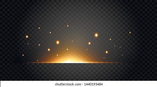 yellow horizontal lens flares pack. Laser beams, horizontal light rays.Beautiful light flares. Glowing streaks on dark background. Luminous abstract sparkling lined background.