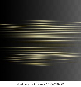 Yellow horizontal lens flares pack. Laser beams, horizontal light rays.Beautiful light flares. Glowing streaks on dark background. Luminous abstract sparkling lined background.