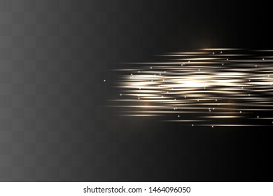 Yellow horizontal lens flares pack. Laser beams, horizontal light rays.Beautiful light flares.