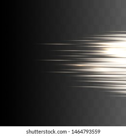 Yellow horizontal lens flares pack. Laser beams, horizontal light rays.Beautiful light flares.